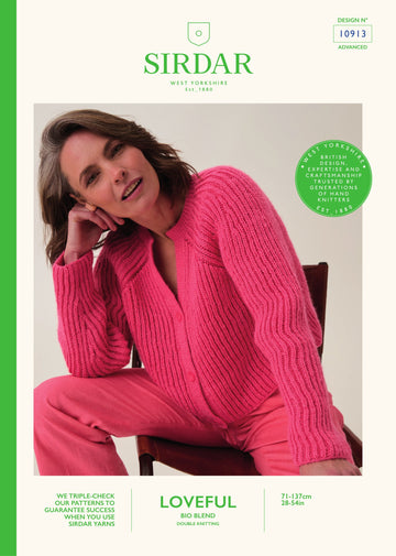 Root System Rib Cardigan in Sirdar Loveful 100% Bio Blend - 10913 - Downloadable PDF