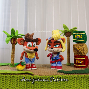 Crash Bandicoot + Coco Bandicoot – Chibi Amigurumi Pattern Set