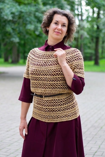 Old gold crochet blouse