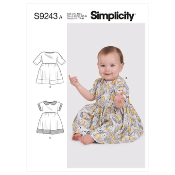 Simplicity Babies' Dresses S9243 - Paper Pattern, Size A (XS-S-M-L)