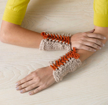 Laced Up Wristers in Lion Brand Vanna's Choice and Wool-Ease Thick & Quick - 90700AD