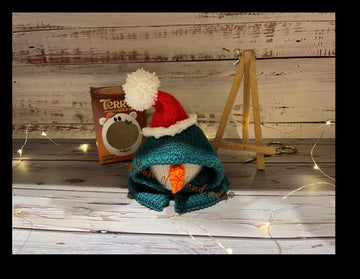 Hooded Snowman Chocolate Orange Cover Knitting Pattern