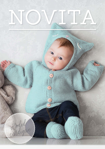 Hooded Baby Cardigan in Novita Baby Wool - 34 - Downloadable PDF