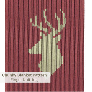 Deer Chunky Blanket Finger Knitting Pattern: Easy DIY Tutorial (PDF Download)