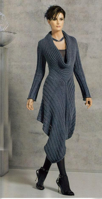 Knit Maxi LONG SLEEVE Shawl Collar Ribbed Dress.