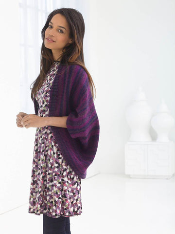 Basic Shrug in Lion Brand Tweed Stripes - L10061