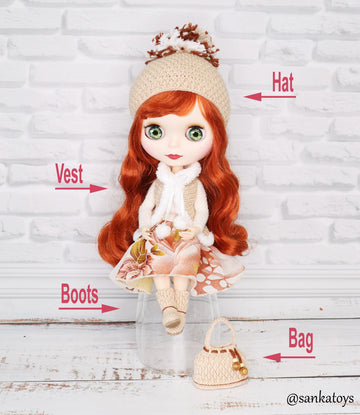Boho style outfit for Blythe doll
