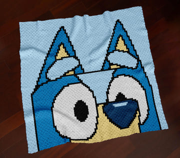 Bluey Portrait Blue Heeler Blanket Puppy Throw Cattle Dog Crip C2C CROCHET PATTERN