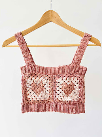 Heart granny square crop top pattern