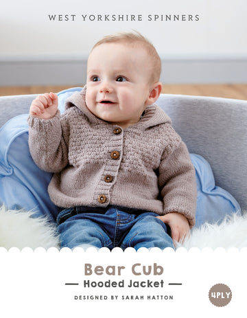 Bear Cub Hooded Jacket in West Yorkshire Spinners Bo Peep 4 Ply - DBP0015 - Downloadable PDF