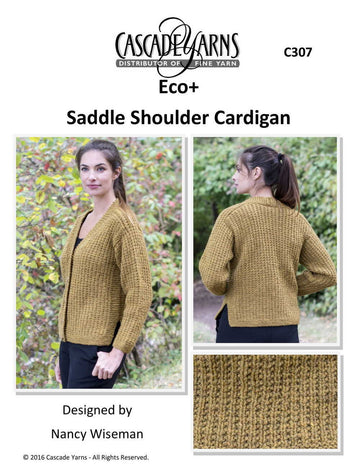 Saddle Shoulder Cardigan in Cascade Yarns Eco+ - C307 - Downloadable PDF