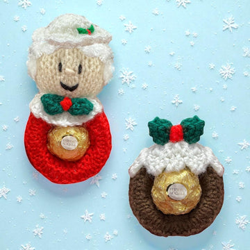 Mother Christmas and Pudding Hanging Choc Holders