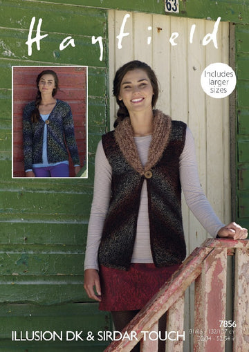 Waistcoat and Cardigan in Hayfield Illusion DK & Sirdar Touch - 7856- Downloadable PDF
