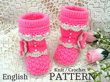 Knitting PATTERN Baby Shoes Knitted Baby Girl Infant