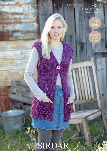 Long and Short Waistcoats in Sirdar Husky - 7327 - Downloadable PDF