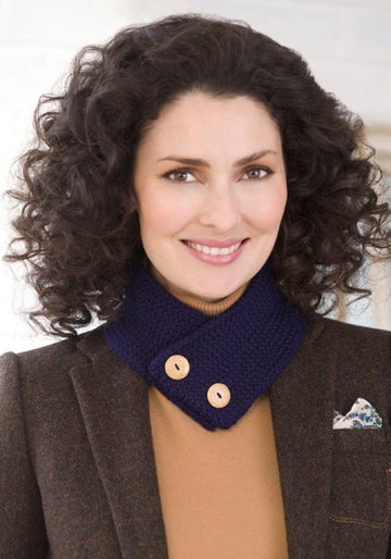Button Up neck Warmer in Red Heart Soft Solids - LW2439