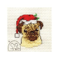Mouseloft Christmas Card Stitchlet - Santa's Pug Cross Stitch Kit - 64mm
