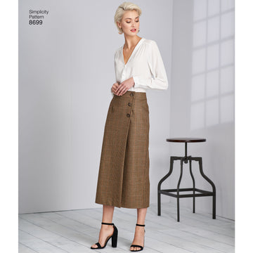 Simplicity 8699 Women's Wrap Skirts with Length Variations - Sewing Pattern