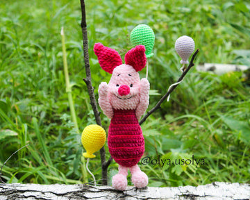 Piglet + balloons pattern (PDF + 5 videos) Winnie the Pooh