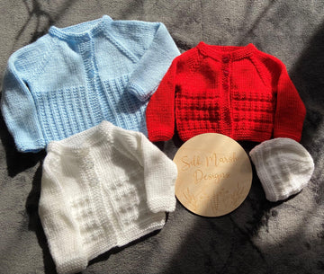 Chad Baby Set Knitting Pattern premature-12 months approx