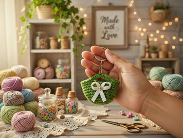 Crochet Bag Keychain Pattern – Mini Purse Charm PDF + Video Tutorial