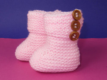 Easy Baby 3 Button Garter Stitch Booties