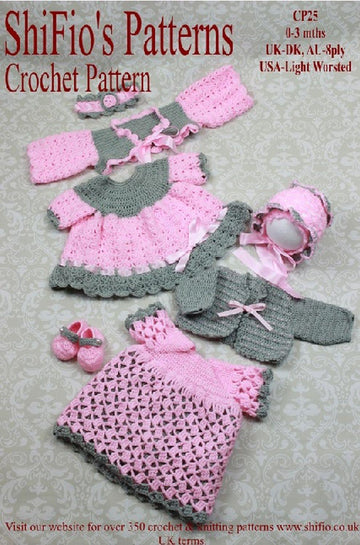Crochet Pattern baby set UK & USA Terms #25