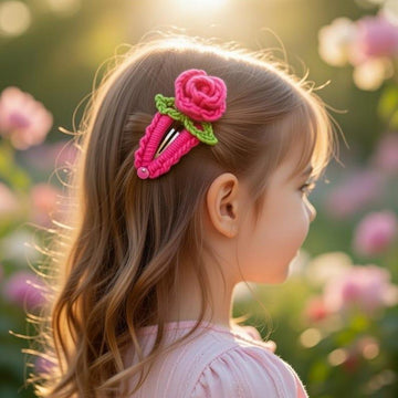 Crochet Flower Hair Clip Pdf + Video Tutorials .