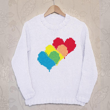 Intarsia - Rainbow Hearts Chart - Adults Sweater