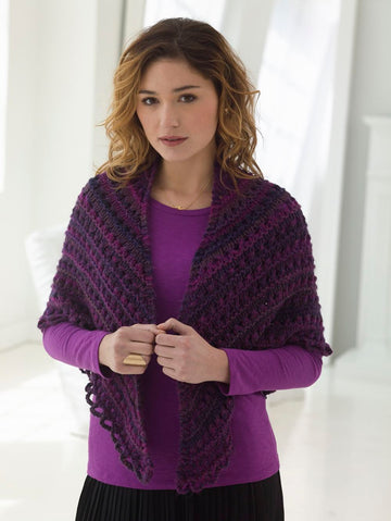 Chianti Shawl in Lion Brand Tweed Stripes - L0364