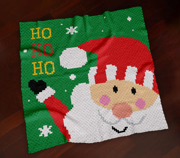 Christmas Santa Claus Ho Ho Ho Blanket C2C Crochet Pattern