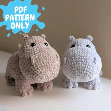 Crochet Hippo Plushie Hippopotamus Pattern PDF