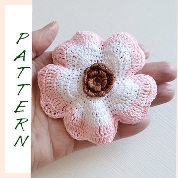 Pink and white crochet flower