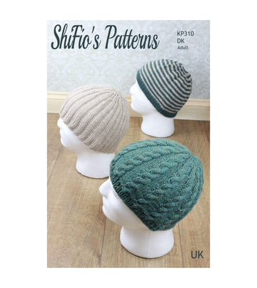 Knitting Pattern mens hats beanies #310