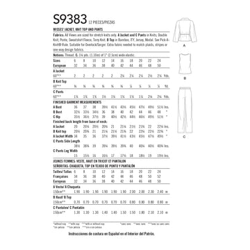 Simplicity Misses' Jacket, Knit Top and Pants S9383 - Sewing Pattern