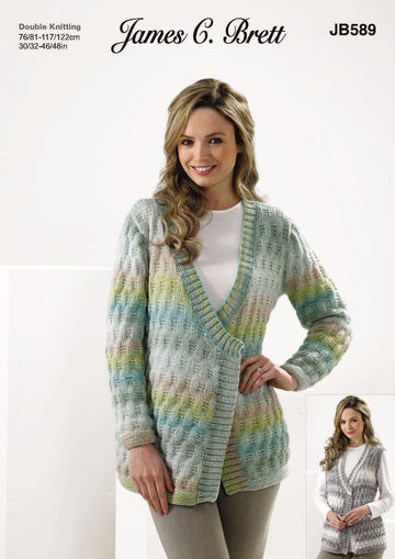 Jumper and Waistcoat in James C. Brett Marble DK - JB589 - Leaflet