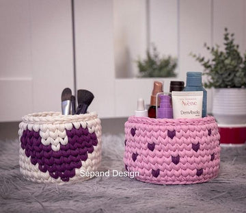 Recycled (t-shirt) yarn basket container-116