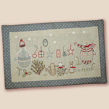 Un Chat Dans L'Aiguille Christmas Snowmen Printed Embroidery Kit