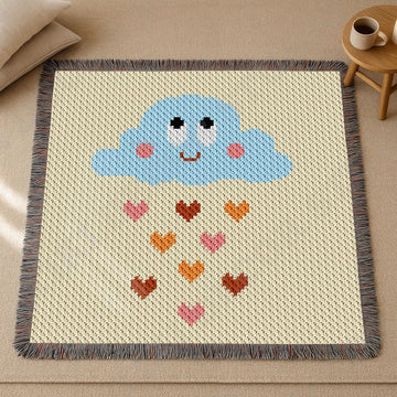 Hearts Rain Cloud Blanket Peach Throw Newborn Afghan C2C CROCHET PATTERN Baby Shower Crib
