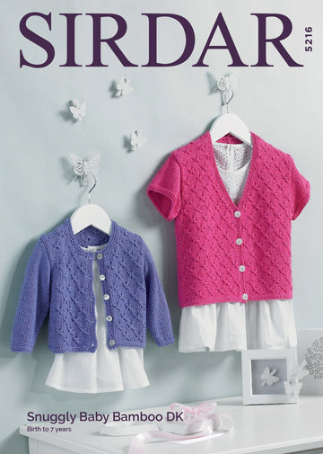 Baby Girl's Cardigans in Sirdar Snuggly Bamboo DK - 5216 - Downloadable PDF