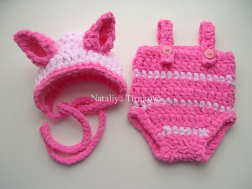 Piglet Baby Bonnet and Romper