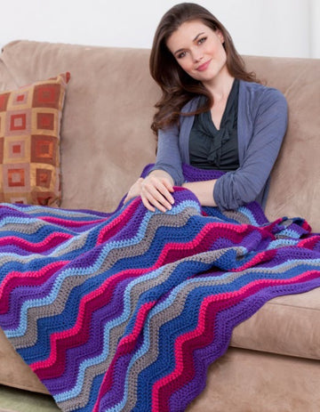 Windsor Ripple Throw in Red Heart With Love Solids - LW2784
