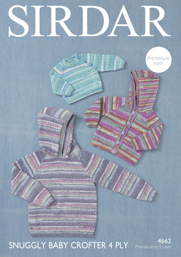 Hooded Jacket and Sweaters in Sirdar Snuggly Baby Crofter 4 Ply - 4662 - Leaflet