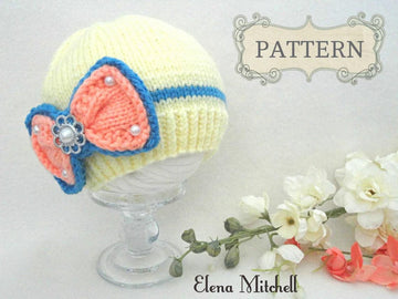 Knitting PATTERN Baby Hat with Bow Baby Beanie