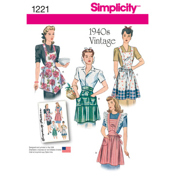 Simplicity Women's Vintage Aprons 1221 - Paper Pattern, Size A (S-M-L)