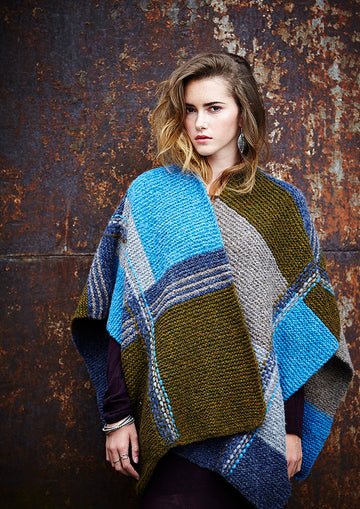 Geometric Weave Poncho in Rowan Brushed Fleece