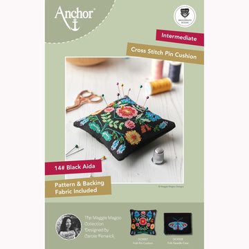 Anchor Maggie Magoo Folk Pin Cushion Cross Stitch Kit - 11 x 11 cm