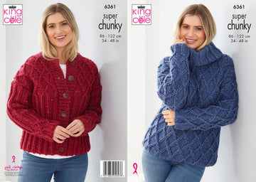 Cardigan & Sweater 6361 knitted in King Cole Super Chunky Tweed