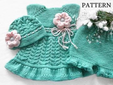 Knitting PATTERN Christening Dress Baby Bloomers and Hat