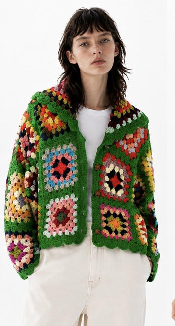Collared Short Crochet Jacket